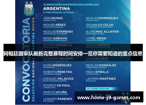 阿根廷国家队最新完整赛程时间安排一览你需要知道的重点信息 阿根廷国家队最新完整赛程时间安排一览你需要知道的重点信息